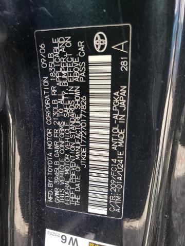 JTKDE177270177826 - 2007 TOYOTA SCION TC შავი ფოტო 12