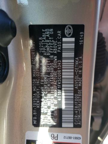 4T1BF1FK5CU061343 - 2012 TOYOTA CAMRY BASE TAN photo 12