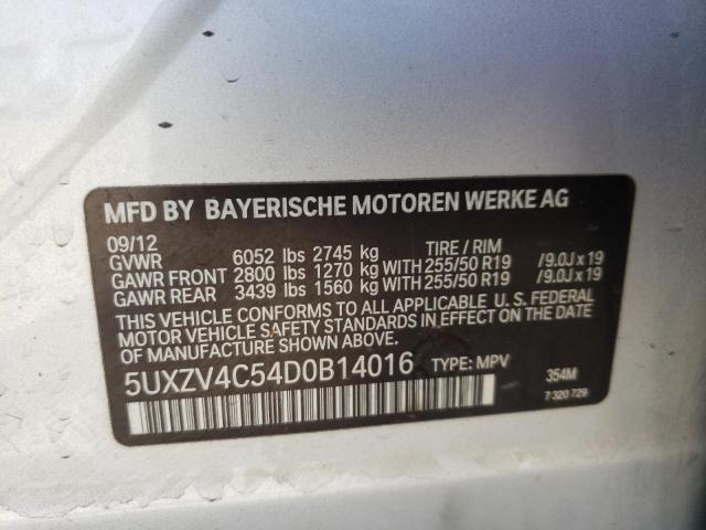 5UXZV4C54D0B14016 - 2013 BMW X5 XDRIVE35I SILVER photo 10