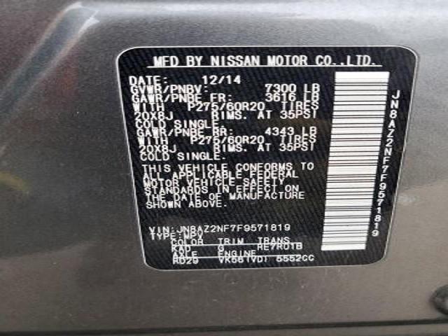 JN8AZ2NF7F9571819 - 2015 INFINITI QX80 CHARCOAL photo 14