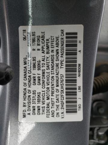 2HGFC2F5XJH576757 - 2018 HONDA CIVIC LX GRAY photo 12