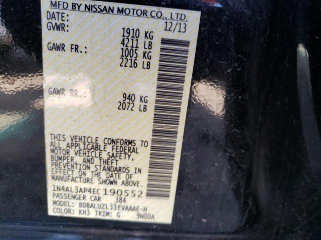 1N4AL3AP4EC190552 - 2014 NISSAN ALTIMA 2.5 BLACK photo 13