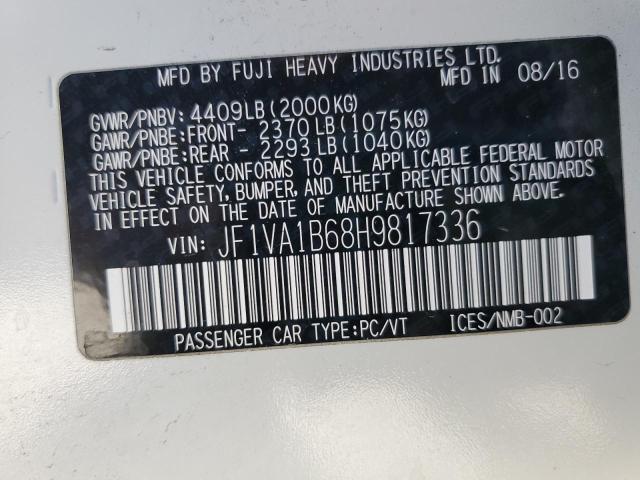 JF1VA1B68H9817336 - 2017 SUBARU WRX WHITE photo 13