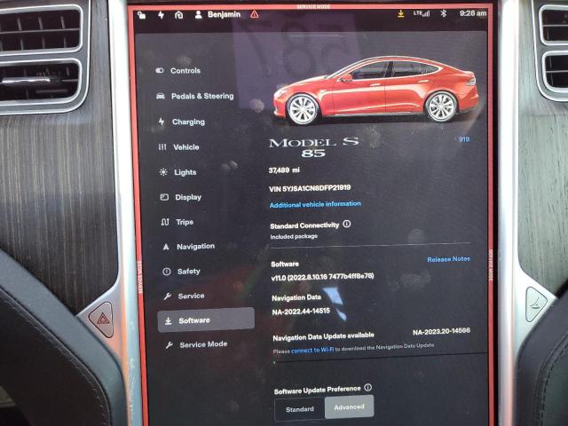 5YJSA1CN8DFP21919 - 2013 TESLA MODEL S RED photo 9