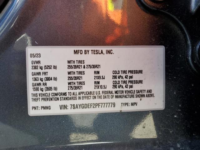 7SAYGDEF2PF777779 - 2023 TESLA MODEL Y GRAY photo 13