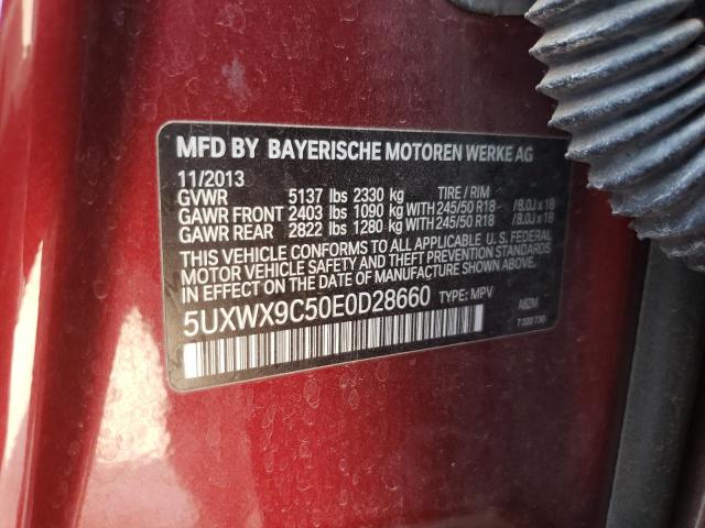 5UXWX9C50E0D28660 - 2014 BMW X3 XDRIVE28I RED photo 13