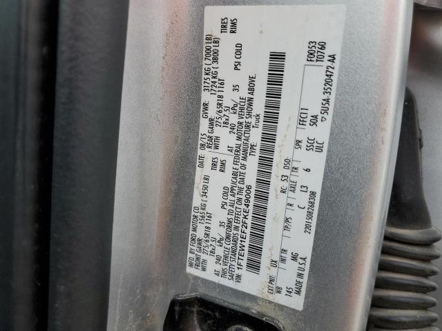 1FTEW1EF2FKE49006 - 2015 FORD F150 SUPER SILVER photo 12