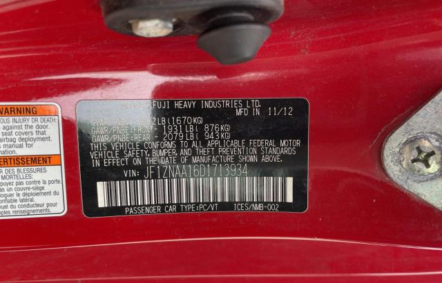 JF1ZNAA16D1713934 - 2013 TOYOTA SCION FR-S RED photo 10