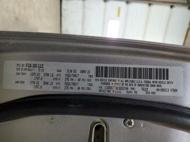 1C6RR6TT0KS693740 - 2019 RAM 1500 CLASS SLT ვერცხლისფერი ფოტო 13