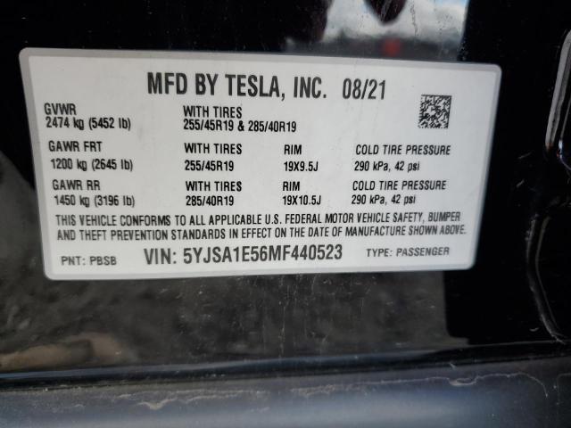 5YJSA1E56MF440523 - 2021 TESLA MODEL S BLACK photo 13