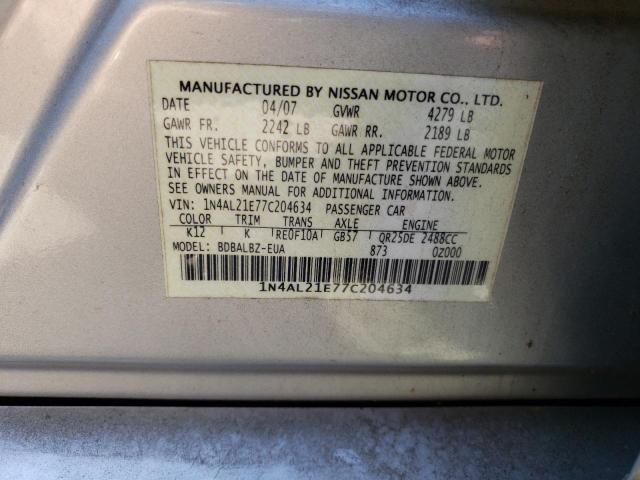 1N4AL21E77C204634 - 2007 NISSAN ALTIMA 2.5 SILVER photo 12