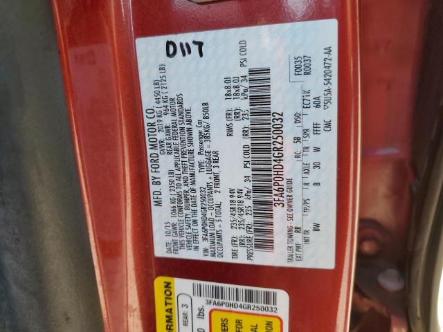 3FA6P0HD4GR250032 - 2016 FORD FUSION SE RED photo 12