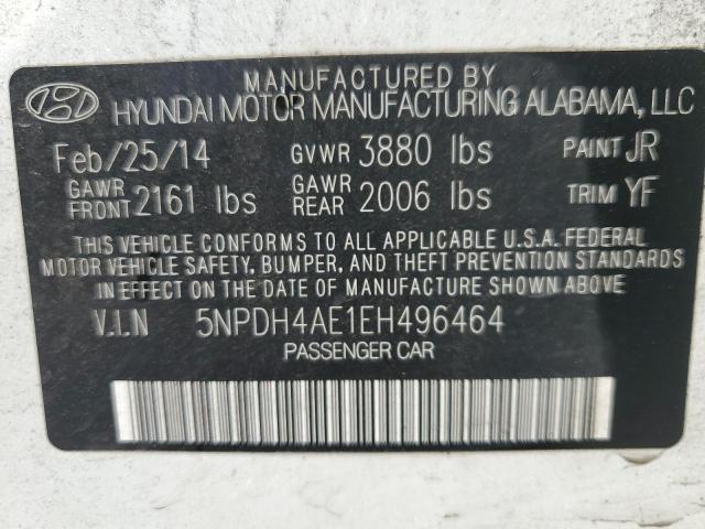 5NPDH4AE1EH496464 - 2014 HYUNDAI ELANTRA SE WHITE photo 12