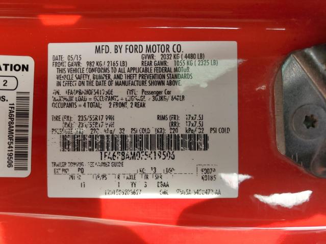 1FA6P8AM0F5419506 - 2015 FORD MUSTANG RED photo 13