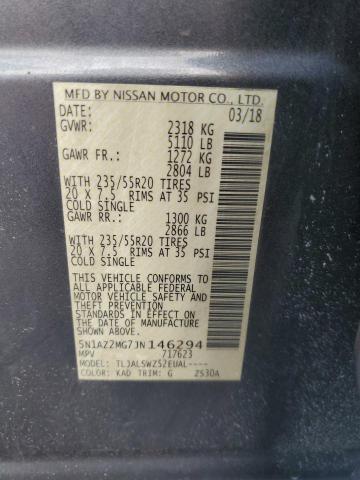 5N1AZ2MG7JN146294 - 2018 NISSAN MURANO S GRAY photo 14