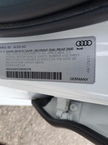 WAUC8AFC0JN065378 - 2018 AUDI A6 PREMIUM WHITE photo 12