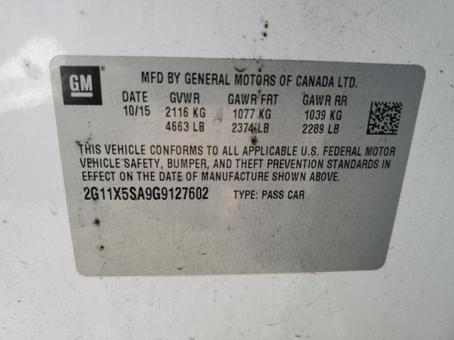 2G11X5SA9G9127602 - 2016 CHEVROLET IMPALA LS WHITE photo 12