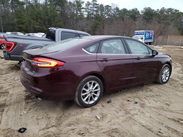 3FA6P0H74HR401625 - 2017 FORD FUSION SE BURGUNDY photo 3