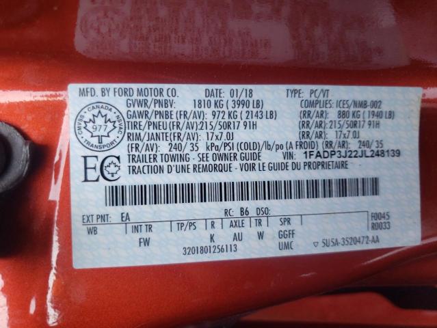 1FADP3J22JL248139 - 2018 FORD FOCUS TITANIUM RED photo 13