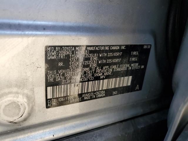 2T3H1RFV9MC087133 - 2021 TOYOTA RAV4 LE SILVER photo 12