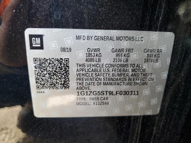 1G1ZG5ST9LF030311 - 2020 CHEVROLET MALIBU RS 黑色 照片 12