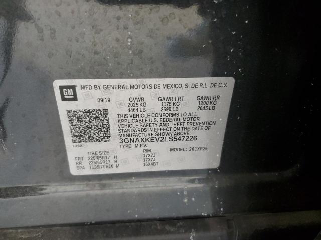 3GNAXKEV2LS547226 - 2020 CHEVROLET EQUINOX LT GRAY photo 12