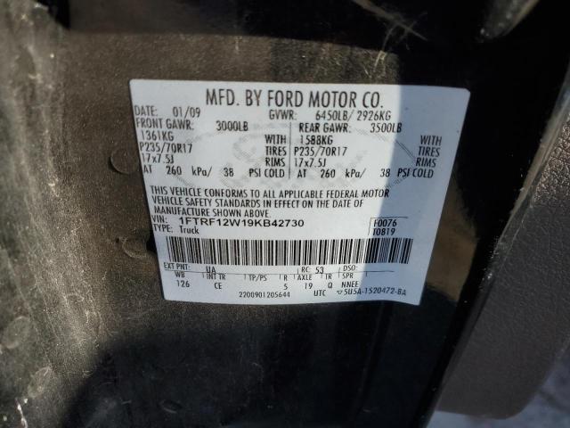 1FTRF12W19KB42730 - 2009 FORD F150 BLACK photo 12