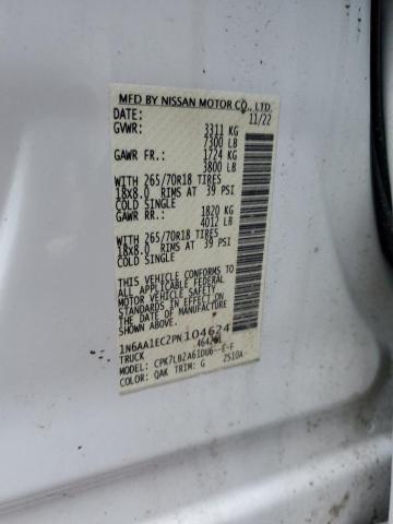 1N6AA1EC2PN104624 - 2023 NISSAN TITAN S WHITE photo 12