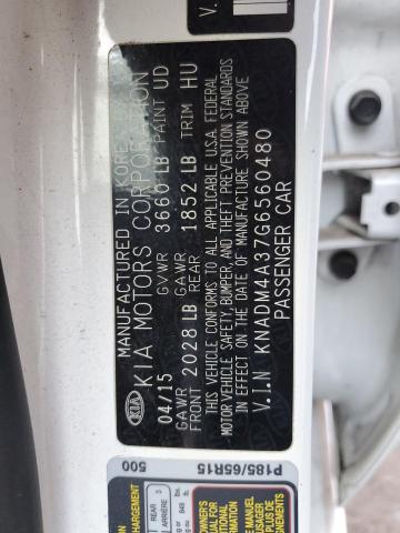 KNADM4A37G6560480 - 2016 KIA RIO LX WHITE photo 12