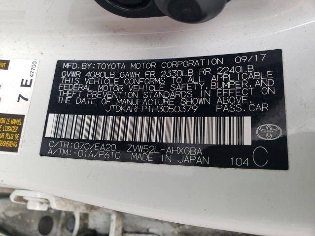 JTDKARFP1H3050379 - 2017 TOYOTA PRIUS PRIM 白色 照片 12