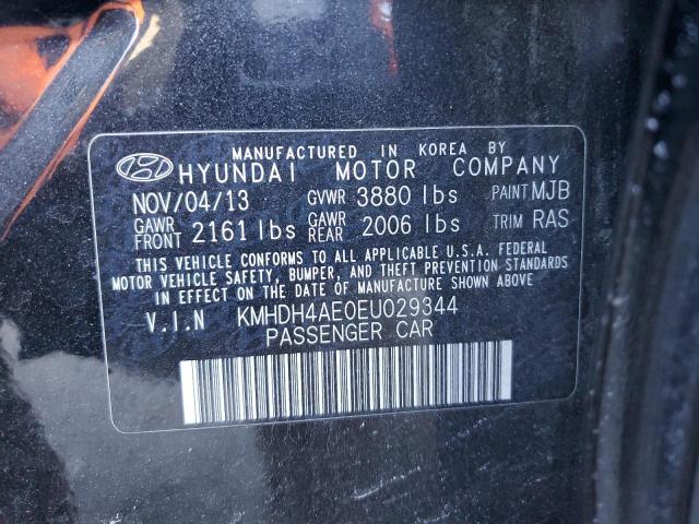 KMHDH4AE0EU029344 - 2014 HYUNDAI ELANTRA SE BLACK photo 12