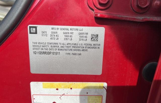 1G11D5RR3DF101911 - 2013 CHEVROLET MALIBU 1LT RED photo 10