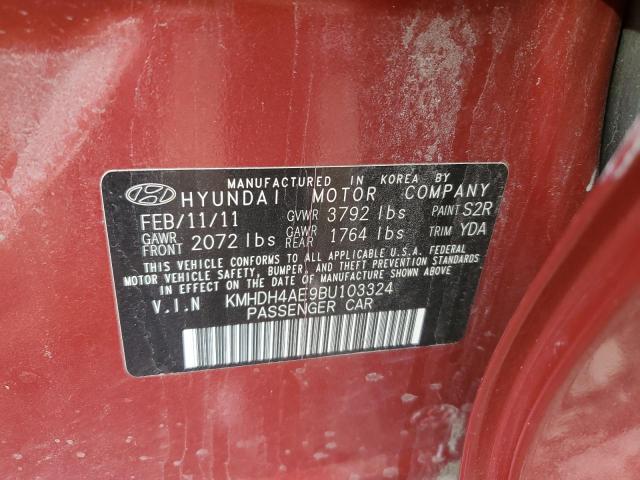 KMHDH4AE9BU103324 - 2011 HYUNDAI ELANTRA GLS RED photo 12