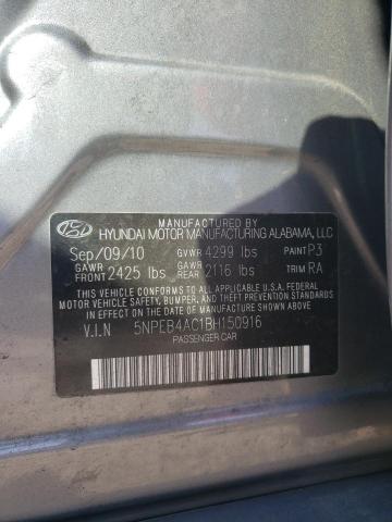 5NPEB4AC1BH150916 - 2011 HYUNDAI SONATA GLS GRAY photo 12