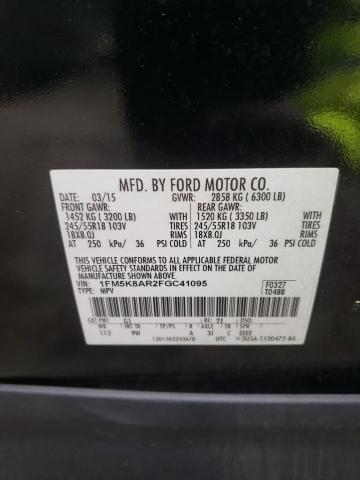 1FM5K8AR2FGC41095 - 2015 FORD EXPLORER POLICE INTERCEPTOR TWO TONE photo 13