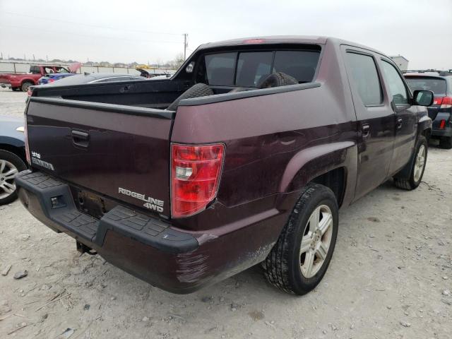 5FPYK1F58BB007974 - 2011 HONDA RIDGELINE RTL BURGUNDY photo 3