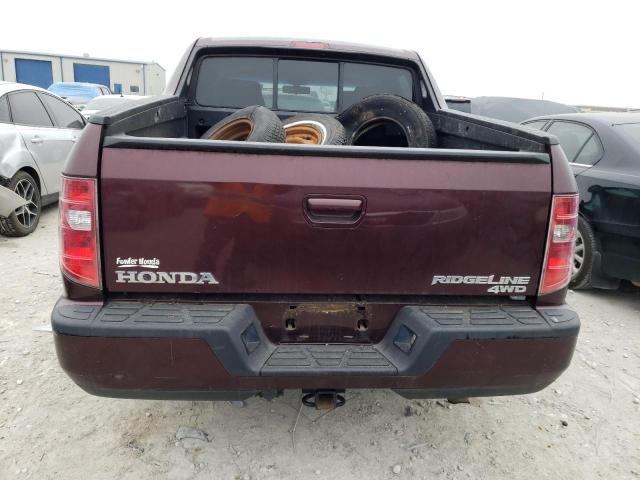 5FPYK1F58BB007974 - 2011 HONDA RIDGELINE RTL BURGUNDY photo 6