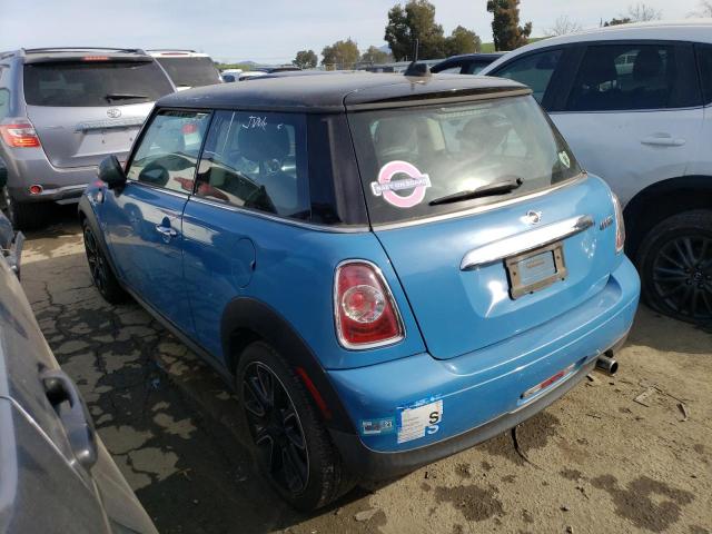 WMWSU3C5XDT544870 - 2013 MINI COOPER BLUE photo 2