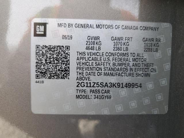 2G11Z5SA3K9149954 - 2019 CHEVROLET IMPALA LT TAN photo 13