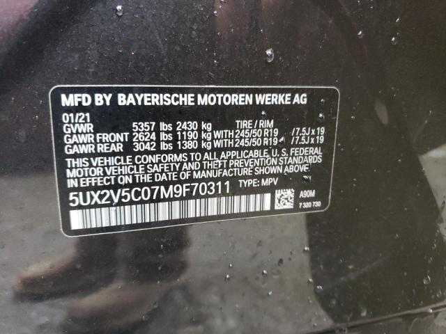 5UX2V5C07M9F70311 - 2021 BMW X4 XDRIVEM40I გრაფიტი ფოტო 12