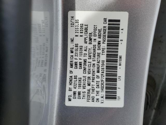 1HGCR2F72FA087648 - 2015 HONDA ACCORD EX SILVER photo 13