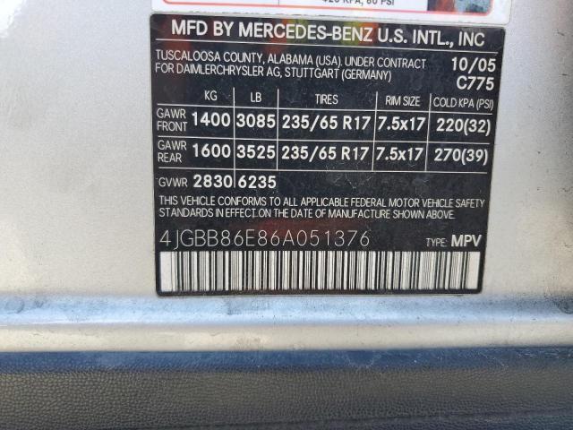 4JGBB86E86A051376 - 2006 MERCEDES-BENZ ML 350 SILVER photo 13