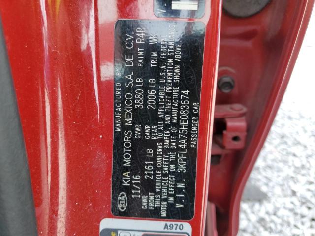 3KPFL4A75HE083674 - 2017 KIA FORTE LX RED photo 12