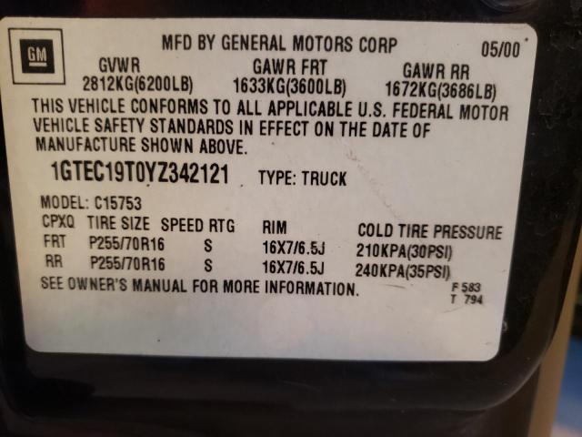 1GTEC19T0YZ342121 - 2000 GMC NEW SIERRA C1500 BLACK photo 12