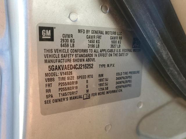 5GAKVAED4CJ216252 - 2012 BUICK ENCLAVE SILVER photo 13