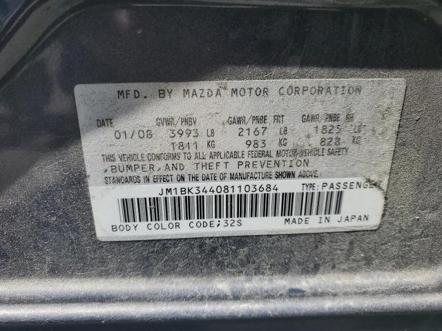 JM1BK344081103684 - 2008 MAZDA 3 HATCHBACK GRAY photo 12