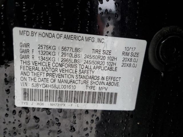 5J8YD4H58JL001610 - 2018 ACURA MDX TECHNOLOGY BLACK photo 13