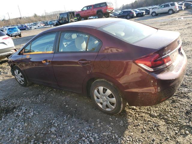 2HGFB2F51EH507190 - 2014 HONDA CIVIC LX BURGUNDY photo 2