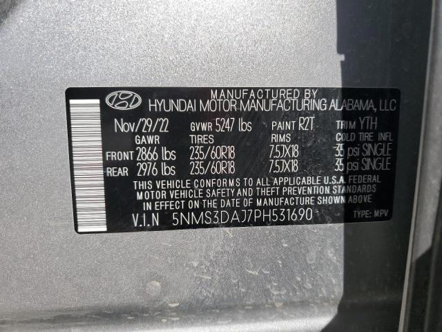 5NMS3DAJ7PH531690 - 2023 HYUNDAI SANTA FE SEL PREMIUM SILVER photo 13