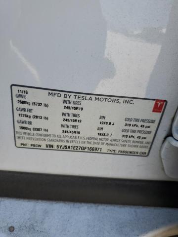 5YJSA1E27GF166971 - 2016 TESLA MODEL S Սպիտակ լուսանկար 12
